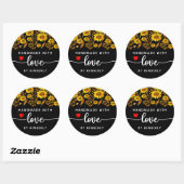 Zonnebloemen Handgemaakt met Love Black Ronde Sticker (Vel)
