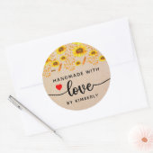 Zonnebloemen Handgemaakt met Love Classic Round St Ronde Sticker (Envelop)