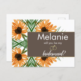 Zonnebloemen Handtekening Bridesmaïde Kaart