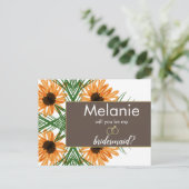 Zonnebloemen Handtekening Bridesmaïde Kaart (Staand voorkant)