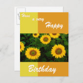 Zonnebloemen - Happy Birthday Briefkaart (Voorkant / Achterkant)
