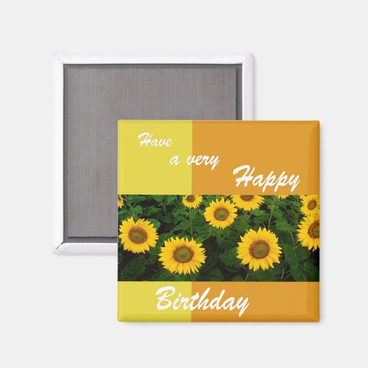 Zonnebloemen - Happy Birthday Magnet (Voorkant / Achterkant)