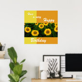 Zonnebloemen - Happy Birthday Poster (Thuiskantoor)