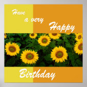 Zonnebloemen - Happy Birthday Poster (Voorkant)