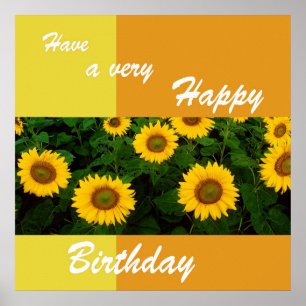 Zonnebloemen - Happy Birthday Poster