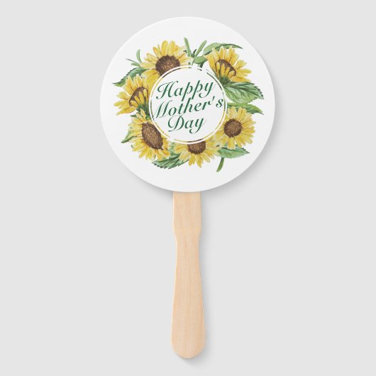 Zonnebloemen Happy Moederdag Bloemen Hand Fan Handwaaier (Voorkant)