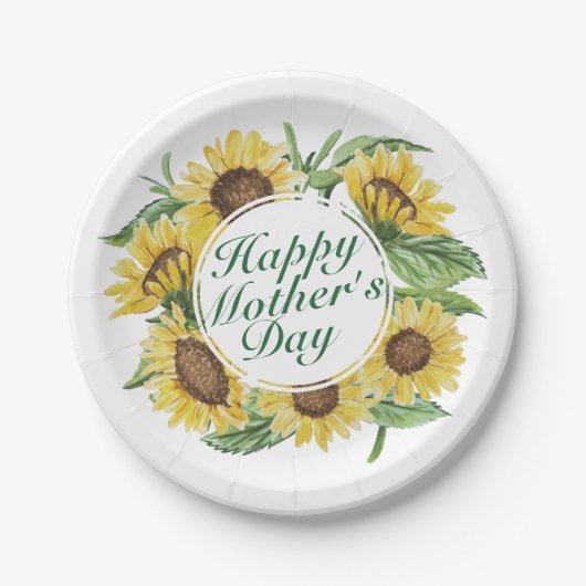 Zonnebloemen Happy Moederdag Bloemen Papier Bord (Voorkant)