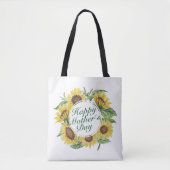 Zonnebloemen Happy Moederdag Floral Canvas tas (Voorkant)