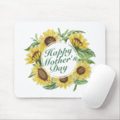 Zonnebloemen Happy Moederdag Floral Mousepad Muismat (Met muis)