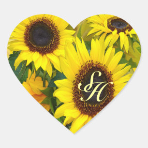 Zonnebloemen Hart Sticker