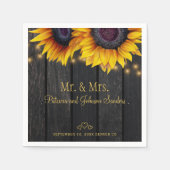 Zonnebloemen heer hout en mevrouw gouden script br servet (Voorkant)