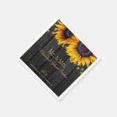 Zonnebloemen heer hout en mevrouw gouden script br servet (Hoek)