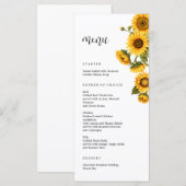 Zonnebloemen helder Vrijgezellenfeest Menu (Voorkant / Achterkant)