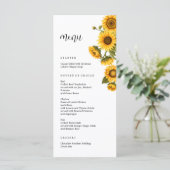 Zonnebloemen helder Vrijgezellenfeest Menu (Staand voorkant)