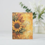 Zonnebloemen Herfst Autumn Leaves Mixed Media Briefkaart (Staand voorkant)