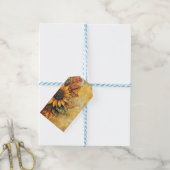 Zonnebloemen Herfst Autumn Leaves Mixed Media Cadeaulabel (Met Touw)