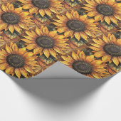 Zonnebloemen Herfst Autumn Leaves Mixed Media Cadeaupapier (Hoek)