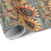 Zonnebloemen Herfst Autumn Leaves Mixed Media Cadeaupapier (Rol Hoek)