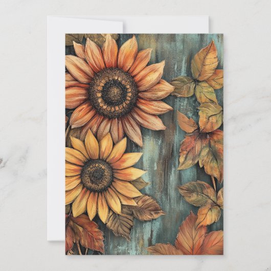 Zonnebloemen Herfst Autumn Leaves Mixed Media Kaart (Voorkant)