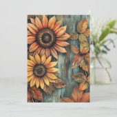Zonnebloemen Herfst Autumn Leaves Mixed Media Kaart (Staand voorkant)