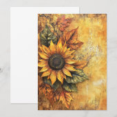 Zonnebloemen Herfst Autumn Leaves Mixed Media Kaart (Voorkant / Achterkant)