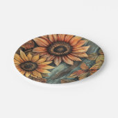 Zonnebloemen Herfst Autumn Leaves Mixed Media Papieren Bordje (Gekanteld)