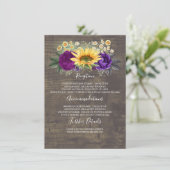 Zonnebloemen herfst bruiloft details informatie ga informatiekaartje (Staand voorkant)