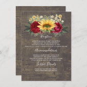 Zonnebloemen herfst bruiloft details informatie ga informatiekaartje (Voorkant / Achterkant)