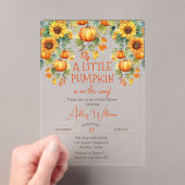 Zonnebloemen Herfst Een beetje pompoen Baby shower Acryl Uitnodigingen (Insitu (Draagbaar))