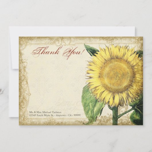 zonnebloemen - herfst herfst bruiloft bedankkaart (Voorkant)