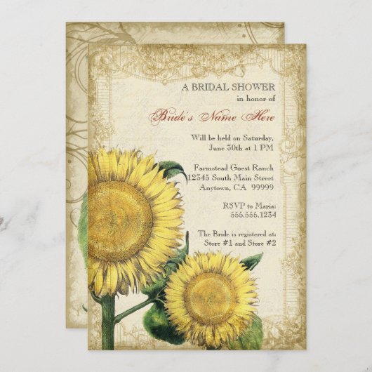  zonnebloemen - herfst herfst bruiloft kaart (Voorkant / Achterkant)