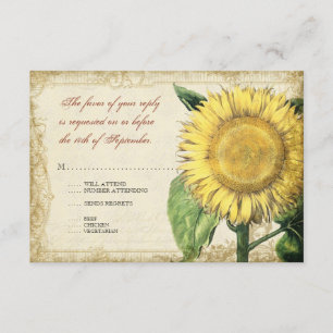  zonnebloemen - herfst herfst bruiloft RSVP kaartje