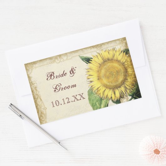  zonnebloemen - herfst herfst huwelijk rechthoekige sticker (Envelop)