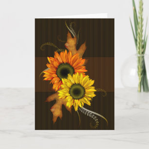 Zonnebloemen Herfst Seizoensblanco Wenskaart Feestdagen Kaart