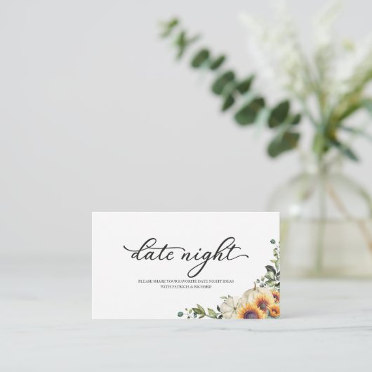 Zonnebloemen Herfst Vrijgezellenfeest Datum Nachte Informatiekaartje (Staand voorkant)