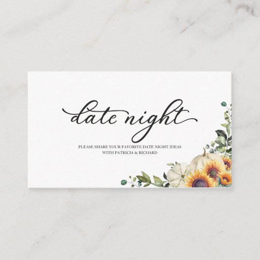 Zonnebloemen Herfst Vrijgezellenfeest Datum Nachte Informatiekaartje (Voorkant)