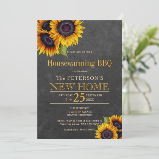 Zonnebloemen, herfstwoningwarmingsvat kaart (Staand voorkant)