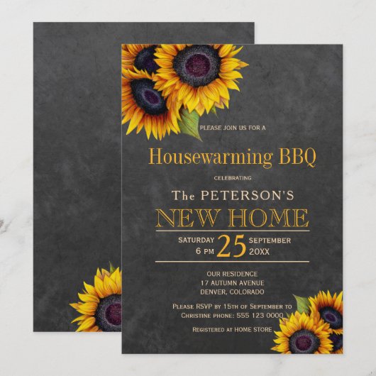 Zonnebloemen, herfstwoningwarmingsvat kaart (Voorkant / Achterkant)