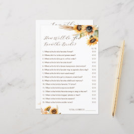 Zonnebloemen hoe goed ken je de bruid spel