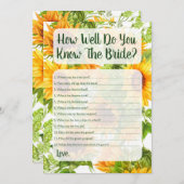 Zonnebloemen Hoe goed ken je het spel? Kaart (Voorkant / Achterkant)