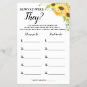Zonnebloemen hoe oud ze waren, Baby shower-Kaart Flyer (Voorkant)