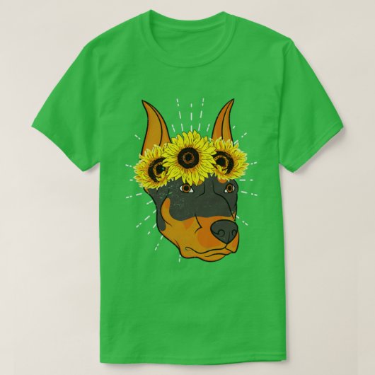 Zonnebloemen Hondenliefhebber Pet Doberman Pinsche T-shirt (Design voorkant)
