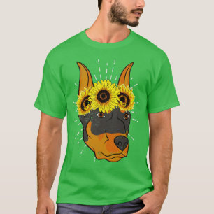 Zonnebloemen Hondenliefhebber Pet Doberman Pinsche T-shirt
