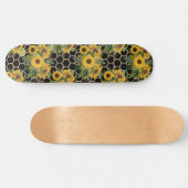 Zonnebloemen Honeycomb Floral Pattern Black Persoonlijk Skateboard (Horizontaal)