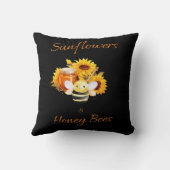Zonnebloemen & Honingbij Kussen (Achterkant)