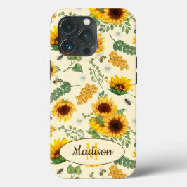 Zonnebloemen honingbijen, geel, zonnig gekleurd Case-Mate iPhone case