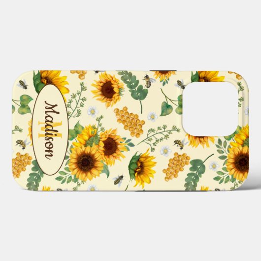 Zonnebloemen honingbijen, geel, zonnig gekleurd Case-Mate iPhone case (Achterkant (horizontaal))