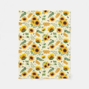 Zonnebloemen Honingbijen Gele Floral Fleece Blanke Deken