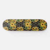 Zonnebloemen Honingraat Bloempatroon Zwart Persoonlijk Skateboard (Horizontaal)