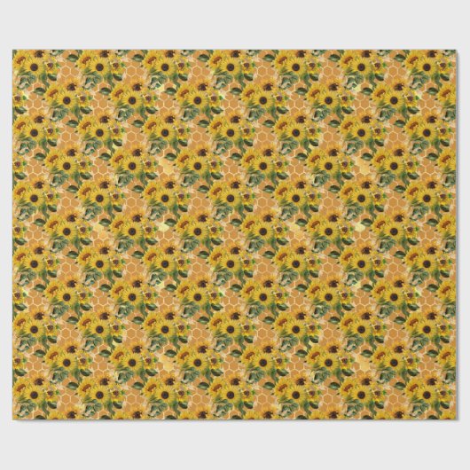  zonnebloemen honingraatpapier cadeaupapier (Vlak)
